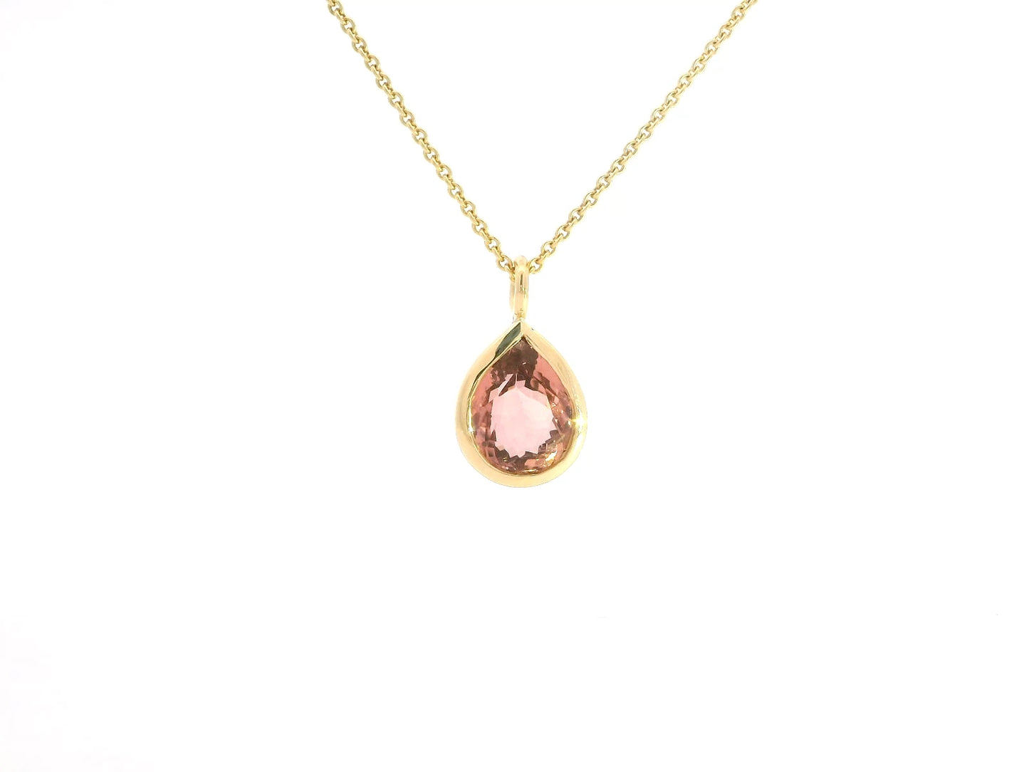 Anhänger mit lachsfarbenem Turmalin – 18kt Gelbgold