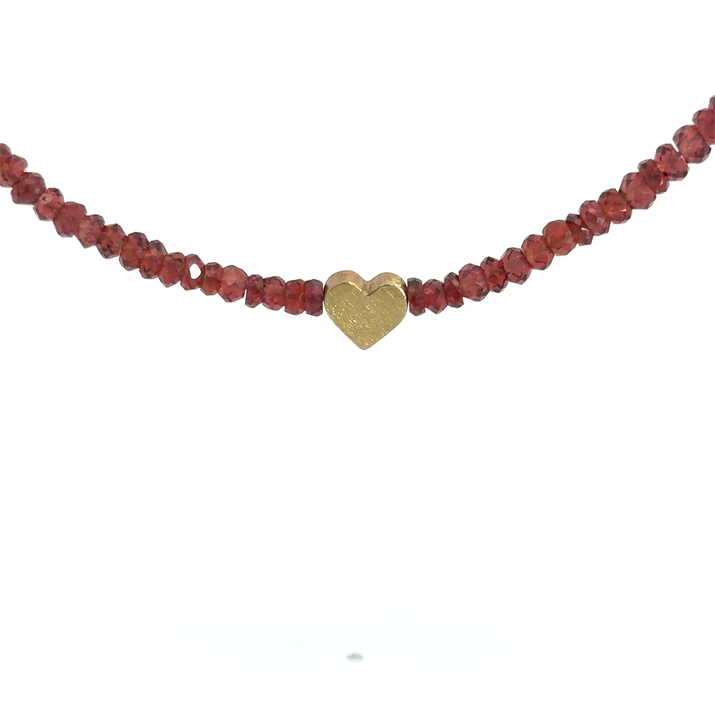 Kette aus 18kt Gelbgold mit facettiertem Granat und Herzanhänger