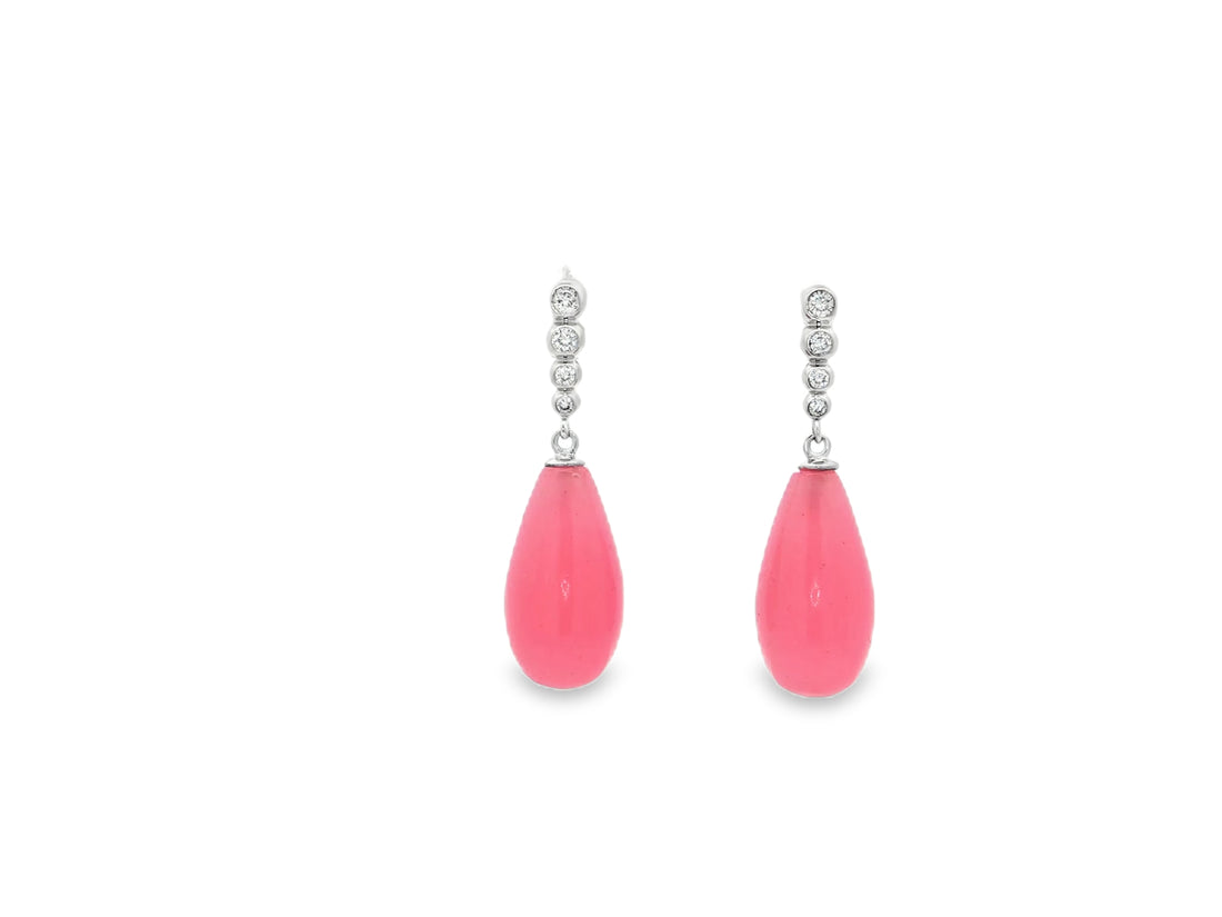 "Celeste Lumière" – Ohrringe aus 18kt Weißgold und Chalcedone