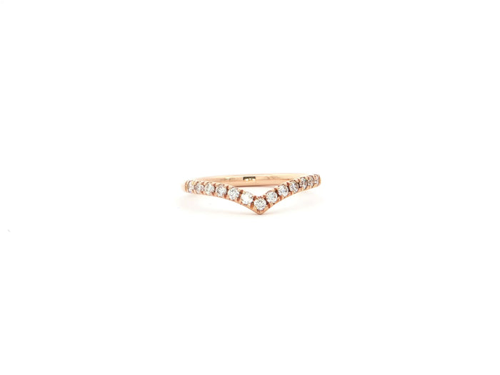 Feiner V-Beisteckring mit Brillanten – 18kt Roségold
