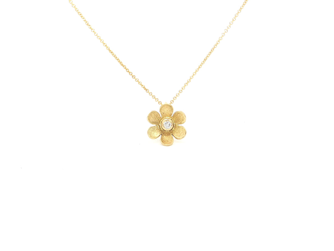 Blüten-Anhänger mit Brillant – 18kt Gelbgold