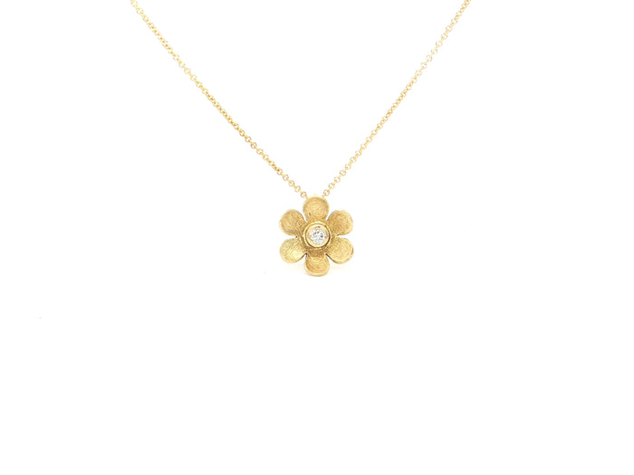 Blüten-Anhänger mit Brillant – 18kt Gelbgold