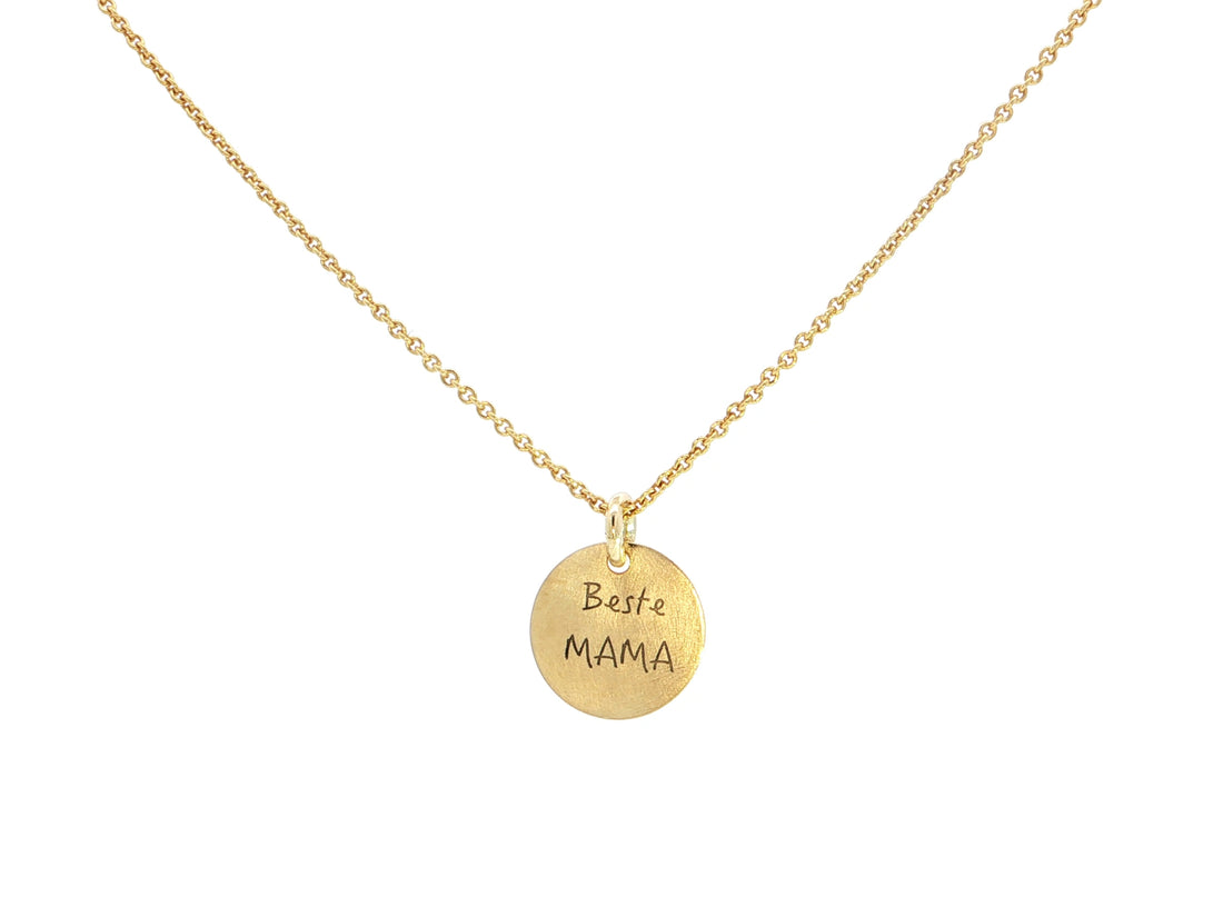 Gravurkette „Beste MAMA“ – 18kt Gelbgold