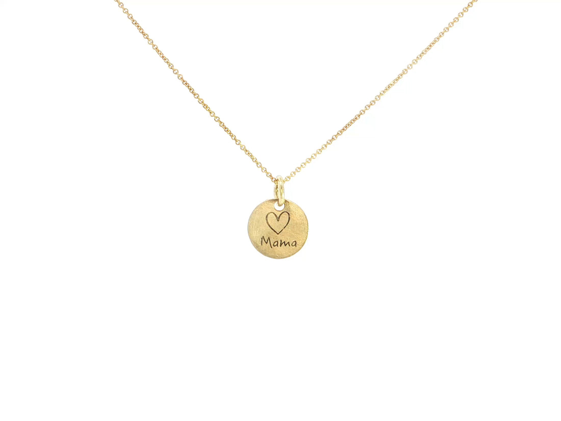 Filigrane Gravurkette „♡Mama“ – 18kt Gelbgold