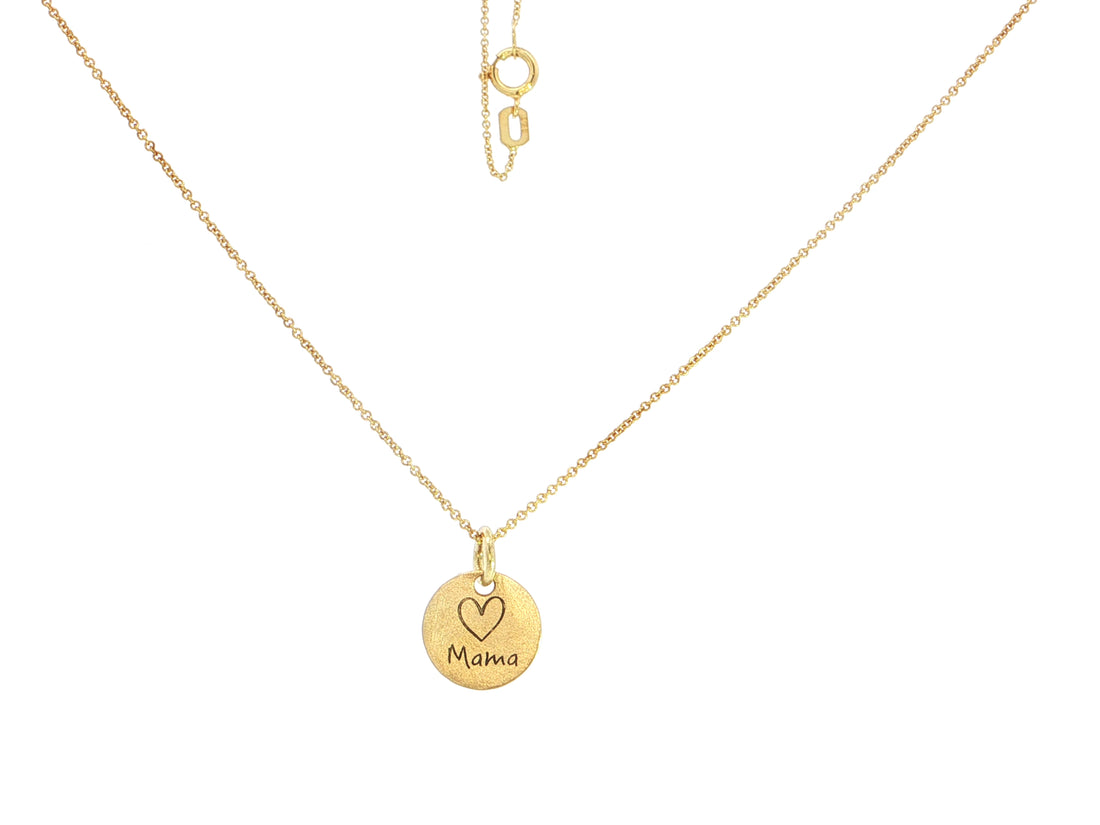 Filigrane Gravurkette „♡Mama“ – 18kt Gelbgold