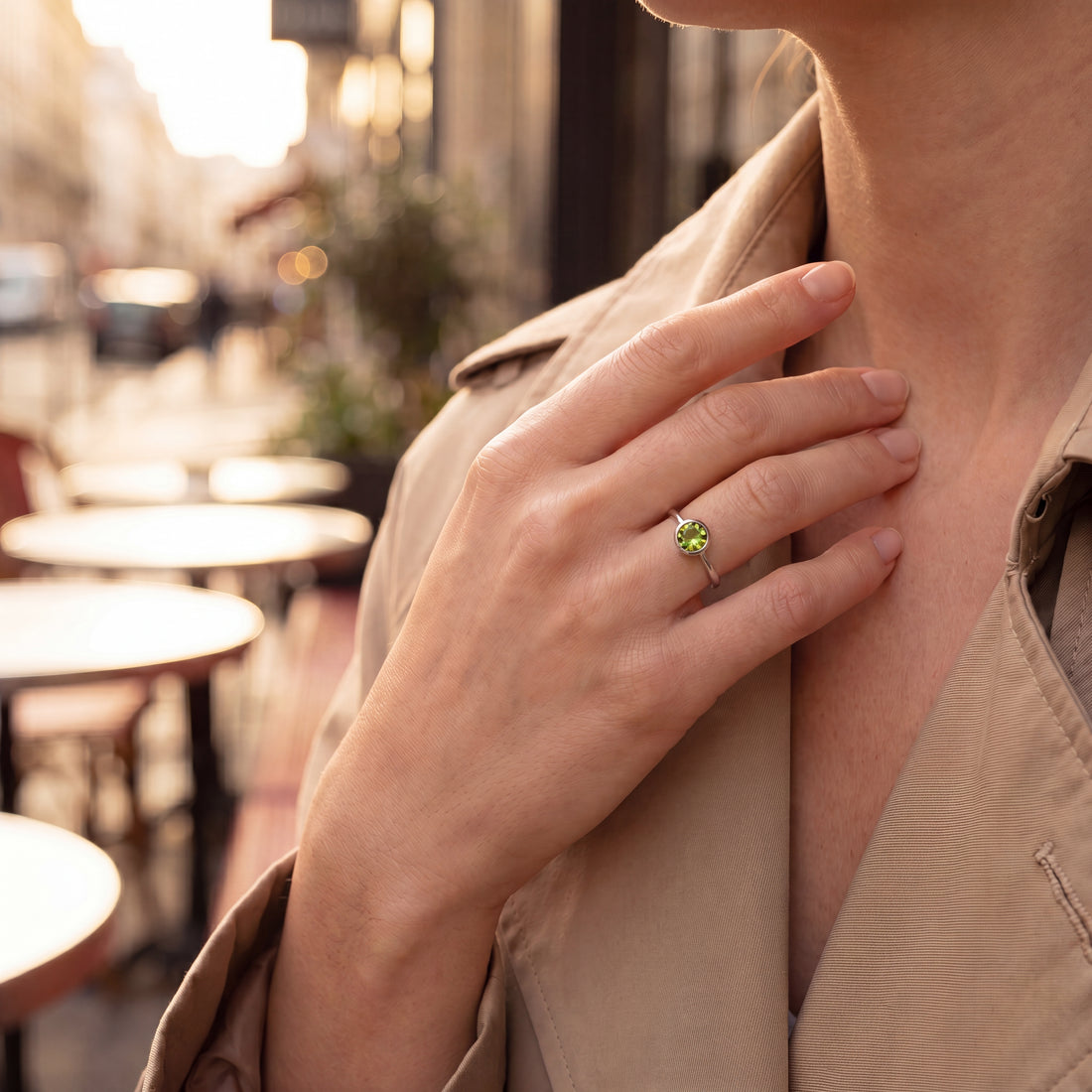 Sola · Peridot · 750er Palladium-Weißgold
