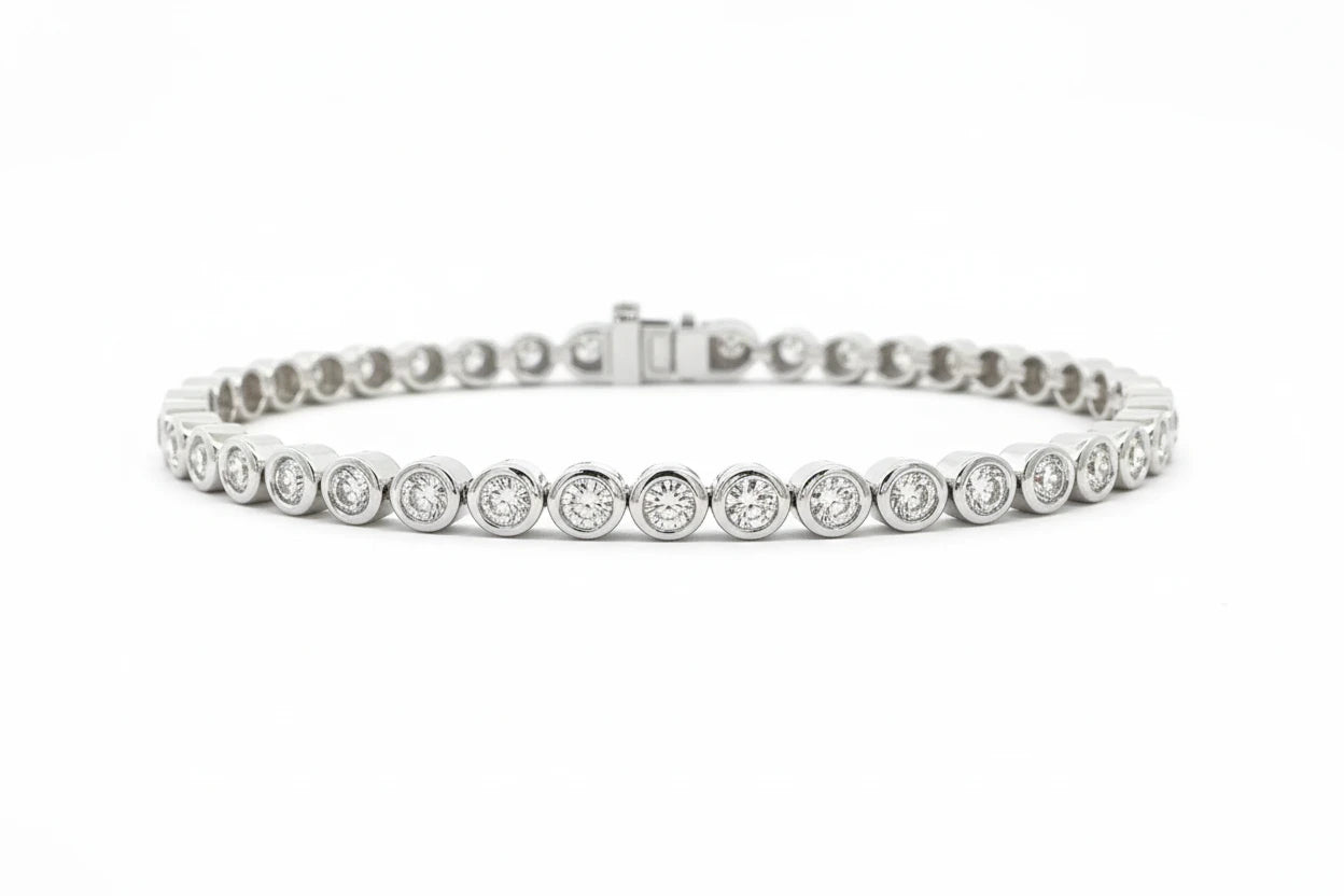 Modernes Tennisarmband in Zargenfassung – 18kt Roségold - 2,5ct