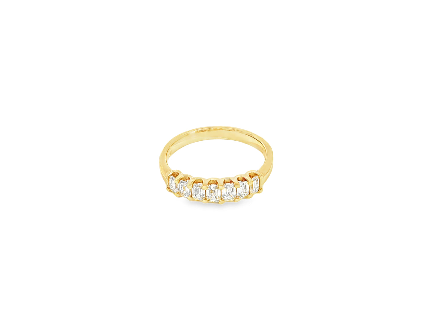 Eleganter 18kt Gelbgold-Ring mit 7 Diamanten im Baguette-Schliff