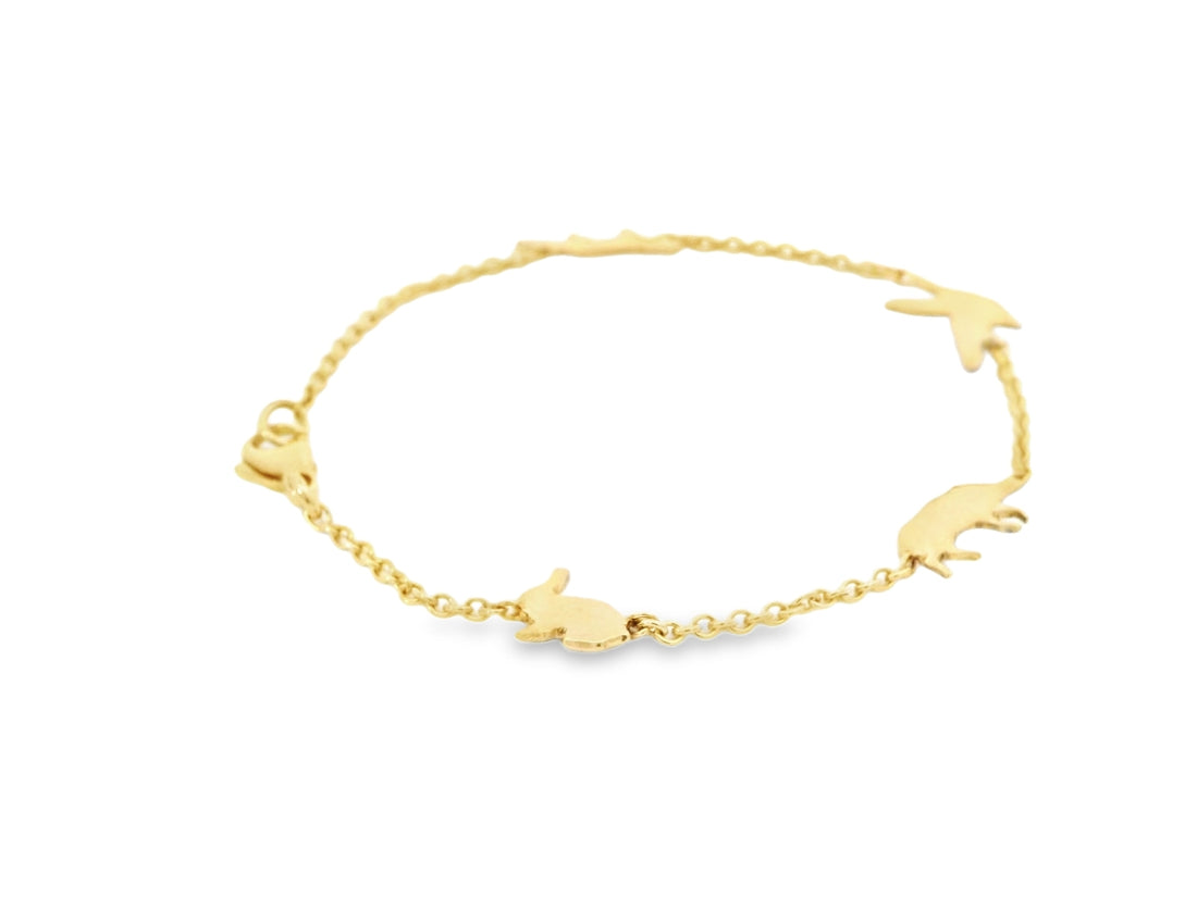 Armband aus 18kt Gelbgold mit Waldtier-Motiven