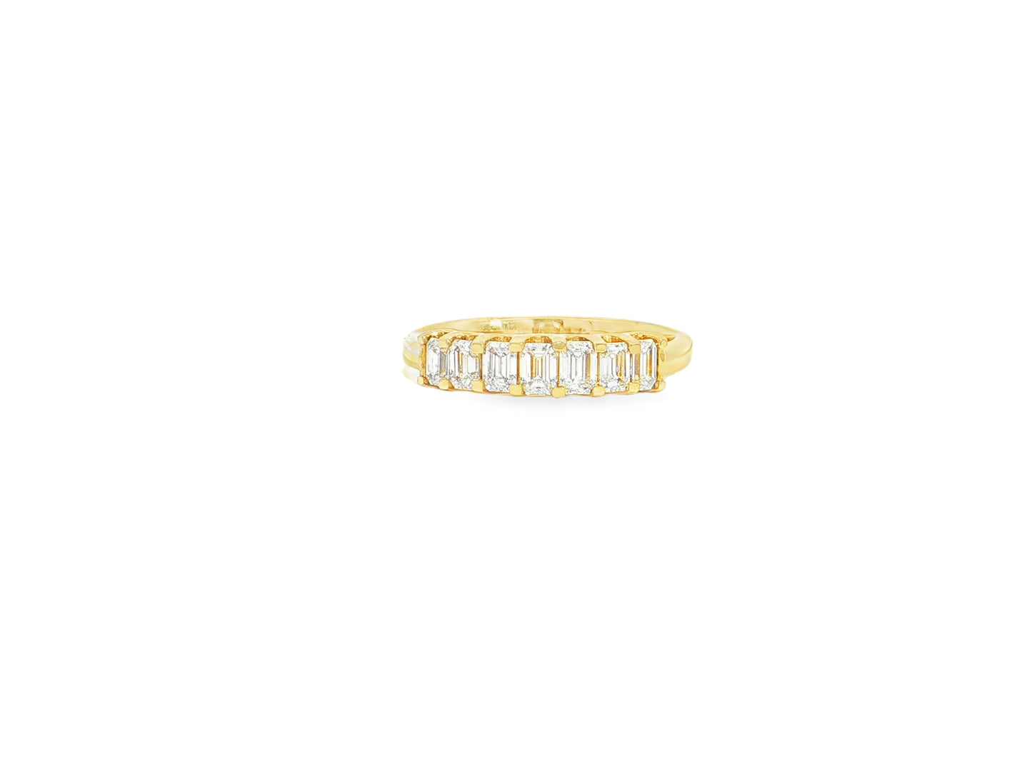 Eleganter 18kt Gelbgold-Ring mit 7 Diamanten im Baguette-Schliff