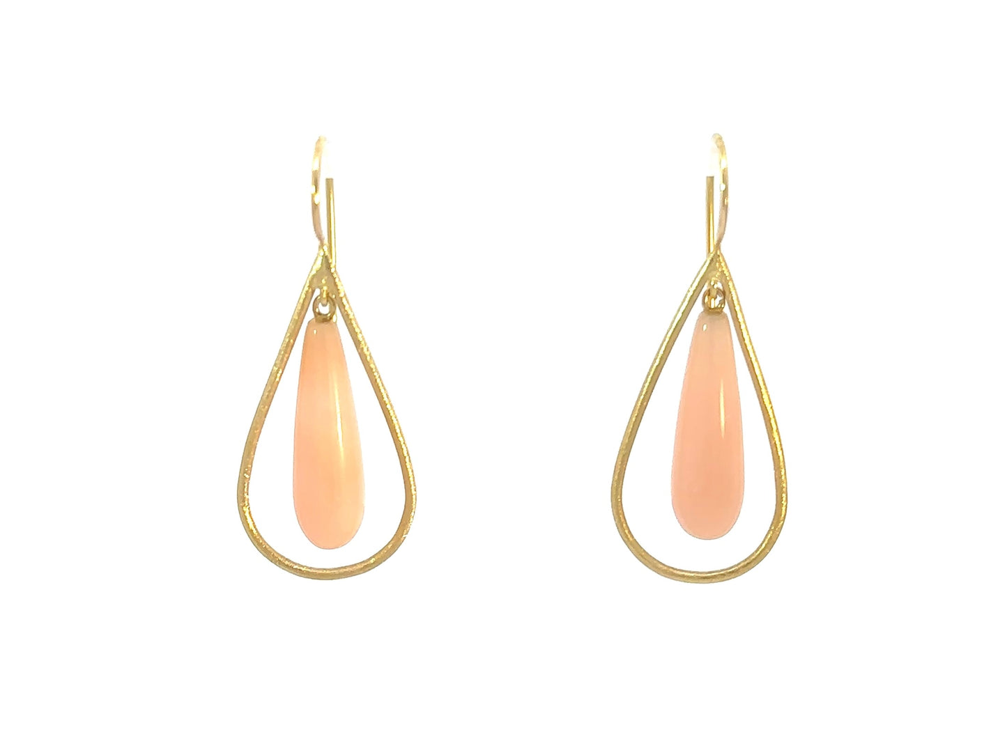 Ohrringe aus 18kt Gelbgold mit rosa Opal-Pampel