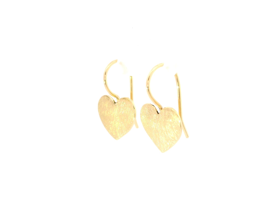 Ohrhänger aus 18kt Gelbgold mit Eismatt-Herz
