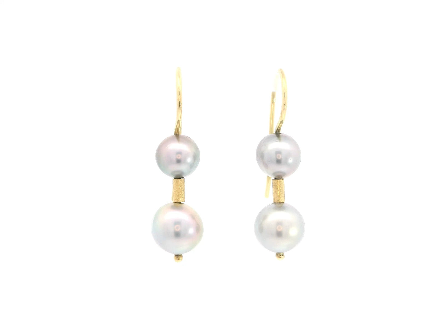 Ohrhänger mit zwei Tahitiperlen in 18kt Gelbgold