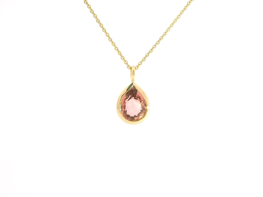 Anhänger mit lachsfarbenem Turmalin – 18kt Gelbgold