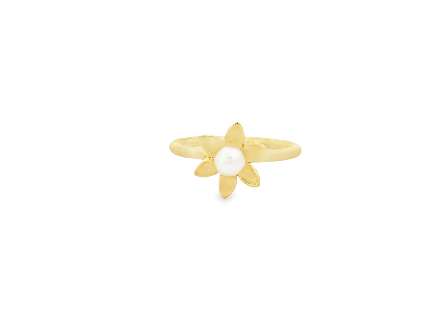 Ring aus 18kt Gelbgold mit Seerosen-Motiv und kleiner Perle