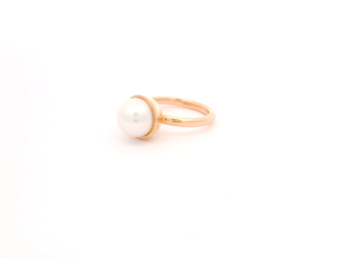 Ring mit weißer Süßwasserperle – 18kt Roségold