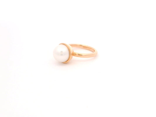 Ring mit weißer Süßwasserperle – 18kt Roségold