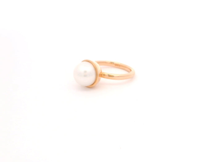 Ring mit weißer Süßwasserperle – 18kt Roségold