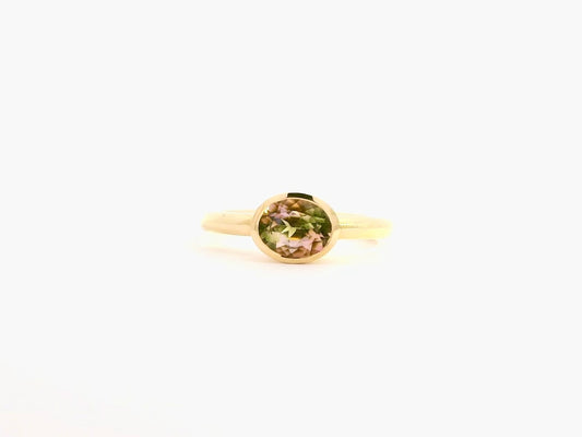 Unikatring mit zweifarbigem Turmalin – 18kt Gelbgold