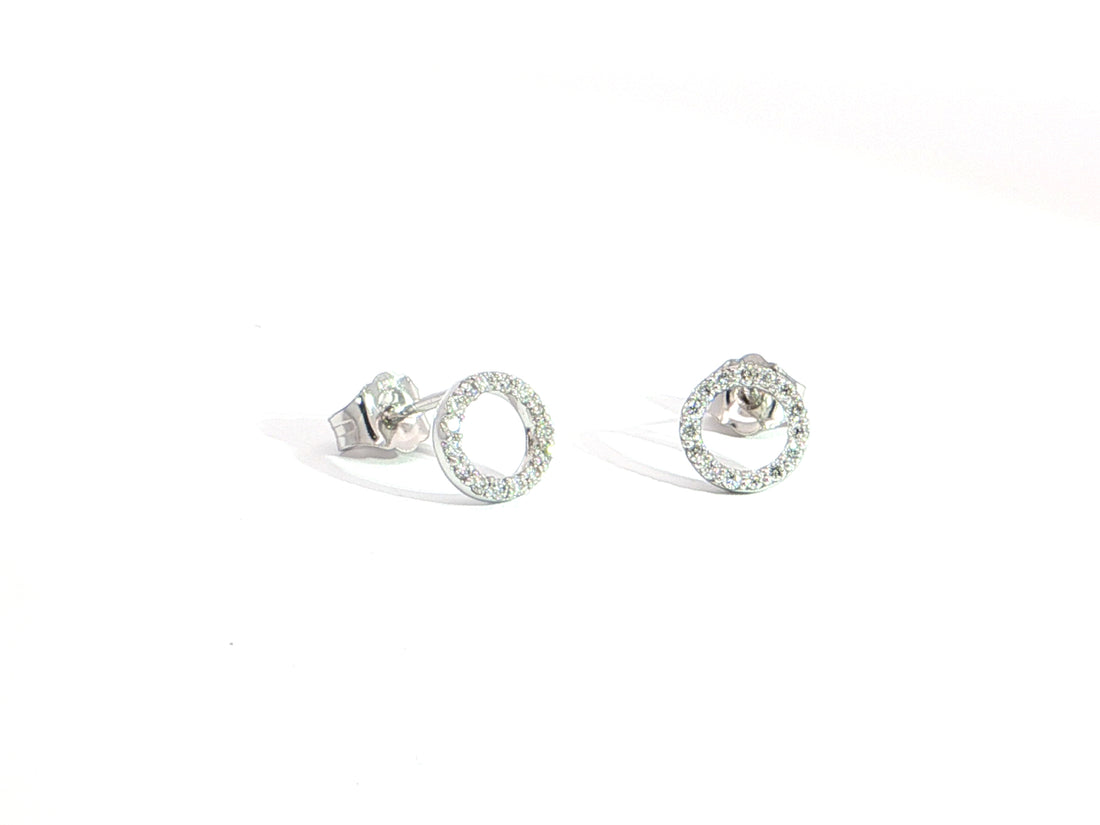Diamant-Ohrstecker aus 18kt Weißgold im Kreisdesign – 32 Brillanten