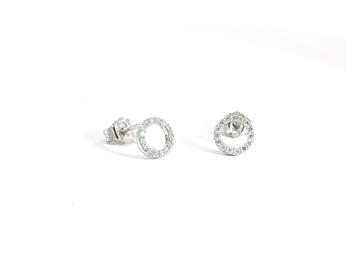 Diamant-Ohrstecker aus 18kt Weißgold im Kreisdesign – 32 Brillanten