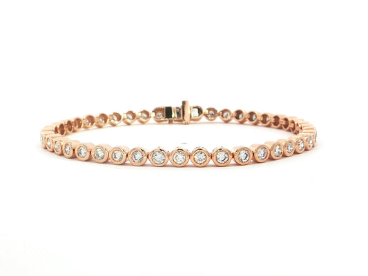 Modernes Tennisarmband in Zargenfassung – 18kt Roségold - 2,5ct