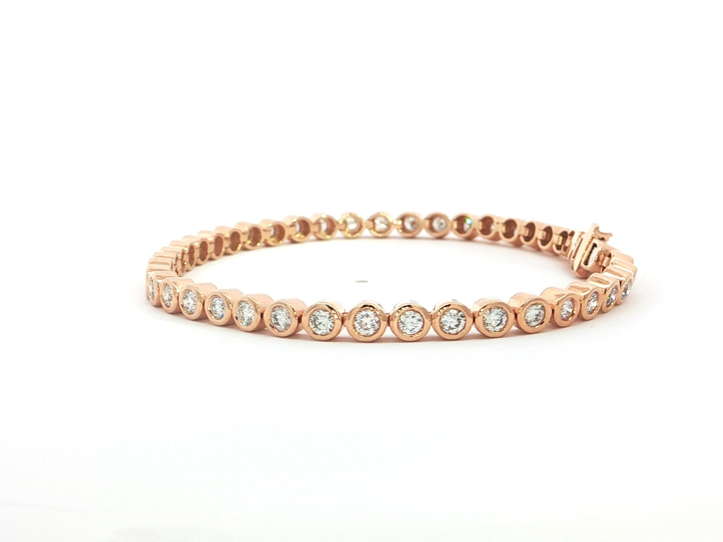 Modernes Tennisarmband in Zargenfassung – 18kt Roségold - 2,5ct