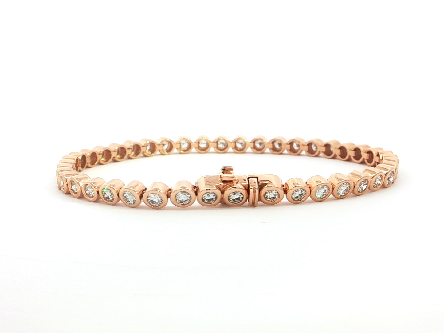 Modernes Tennisarmband in Zargenfassung – 18kt Roségold - 2,5ct