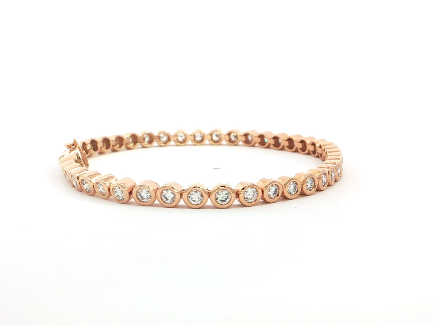 Modernes Tennisarmband in Zargenfassung – 18kt Roségold - 2,5ct