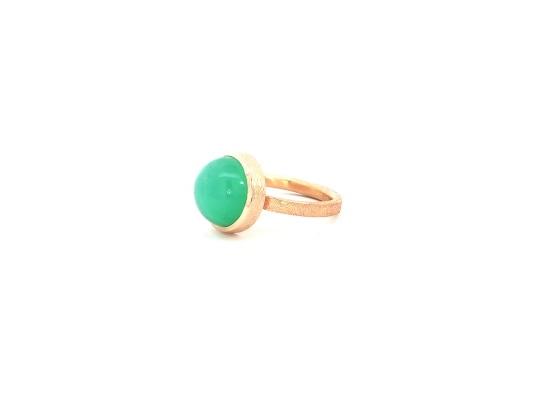 Chrysopras-Ring aus 18kt Rotgold – eismatt &amp; eindrucksvoll