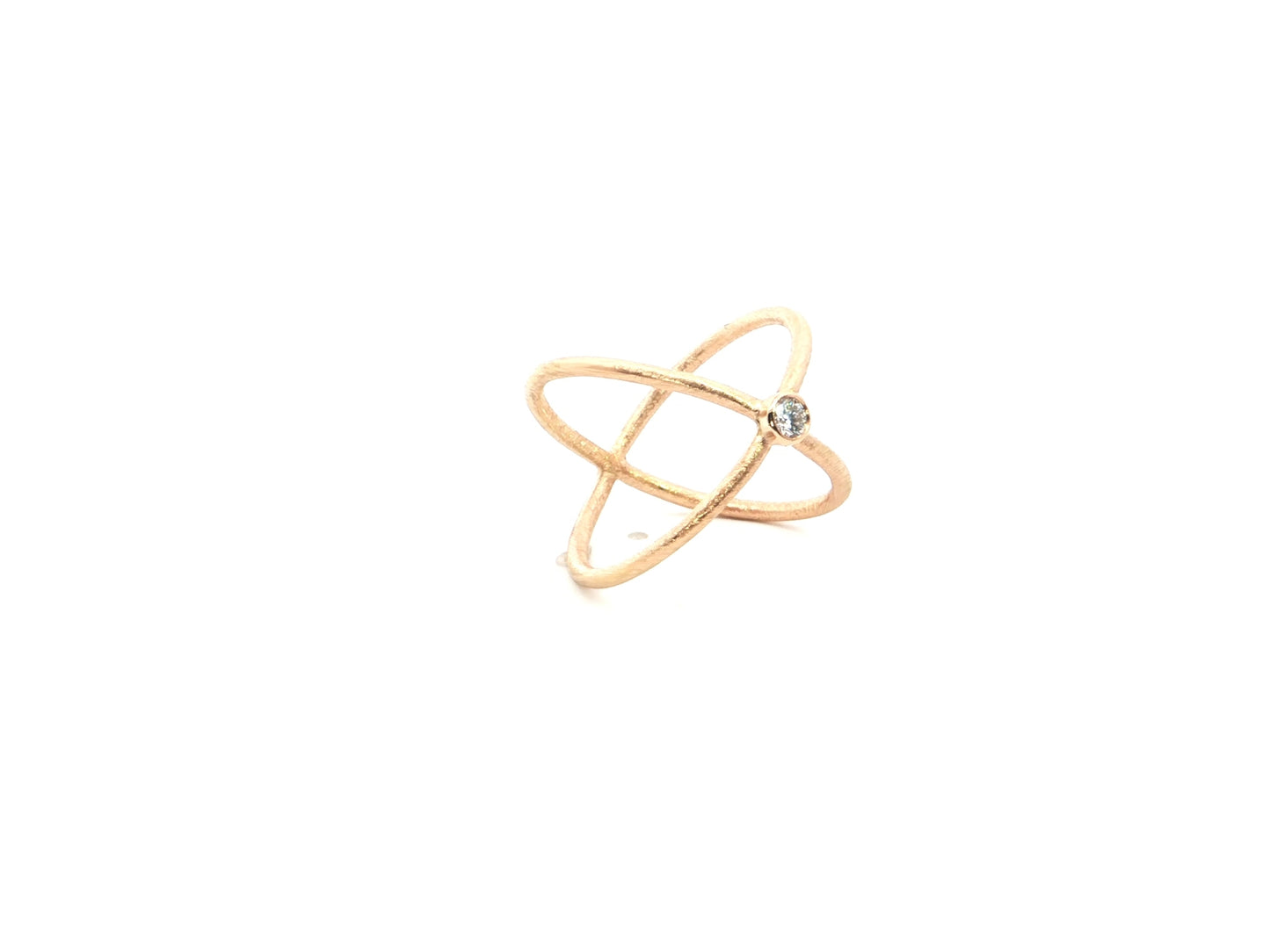 X-Ring aus 18kt Rotgold mit Brillant