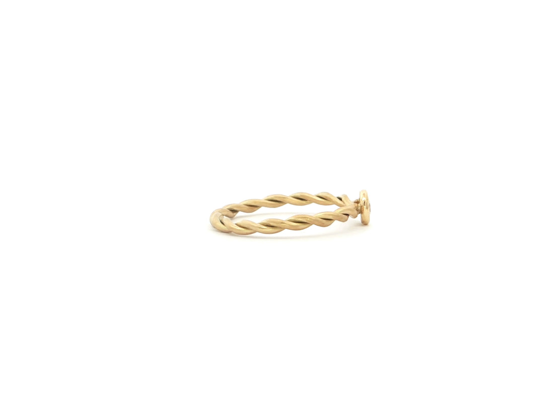 Brillantring mit gekordelter Ringschiene – Gold