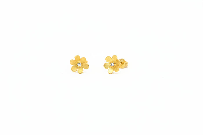 Blüten-Ohrstecker mit Brillant – 18kt Roségold