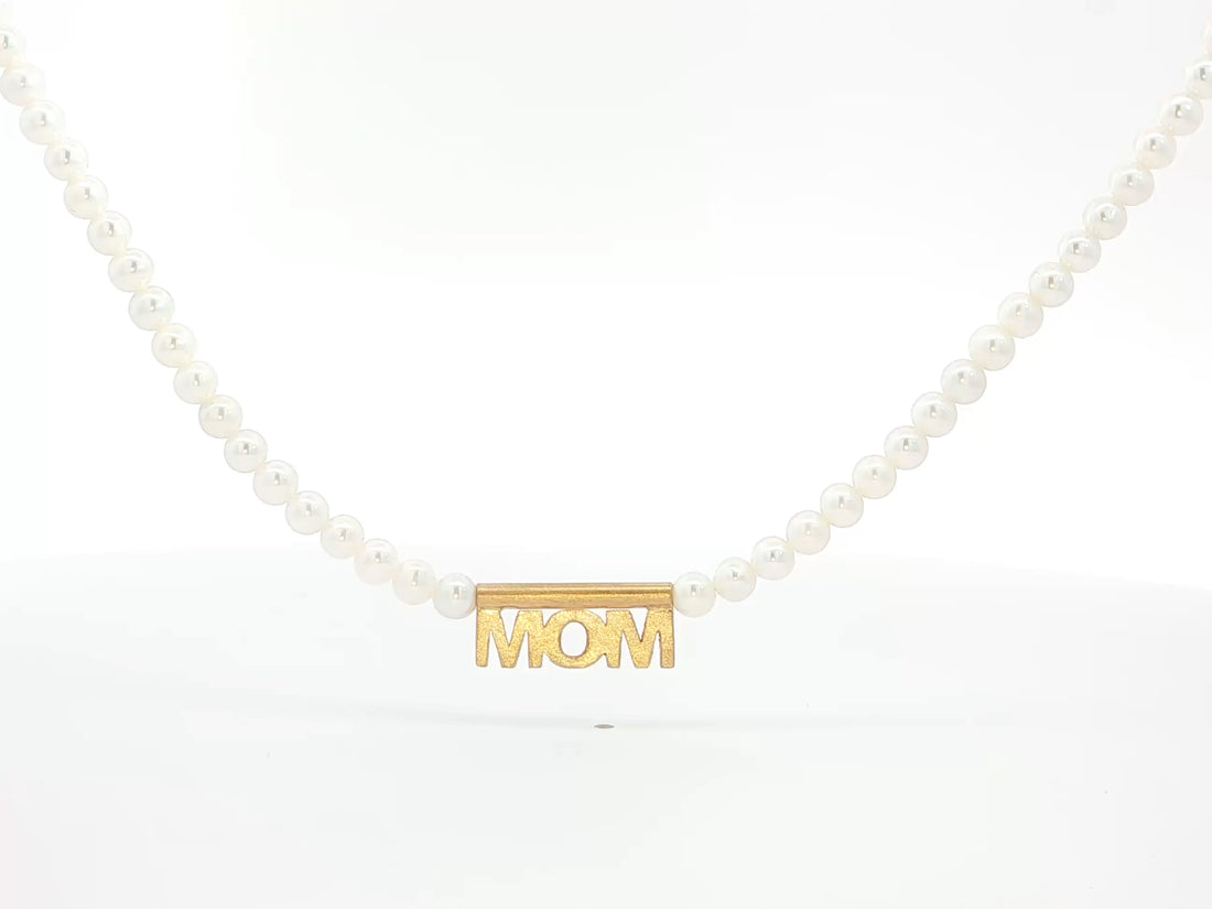 Feine Perlenkette im Mom Design - 18kt Gelbgold