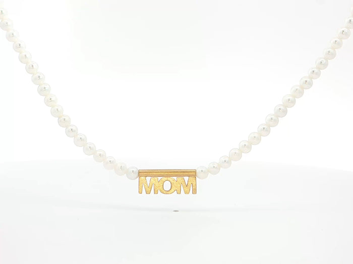 Feine Perlenkette im Mom Design - 18kt Gelbgold