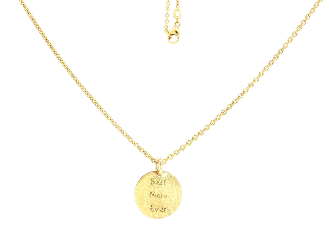 Gravurkette „Best Mom ever“ – 18kt Gelbgold