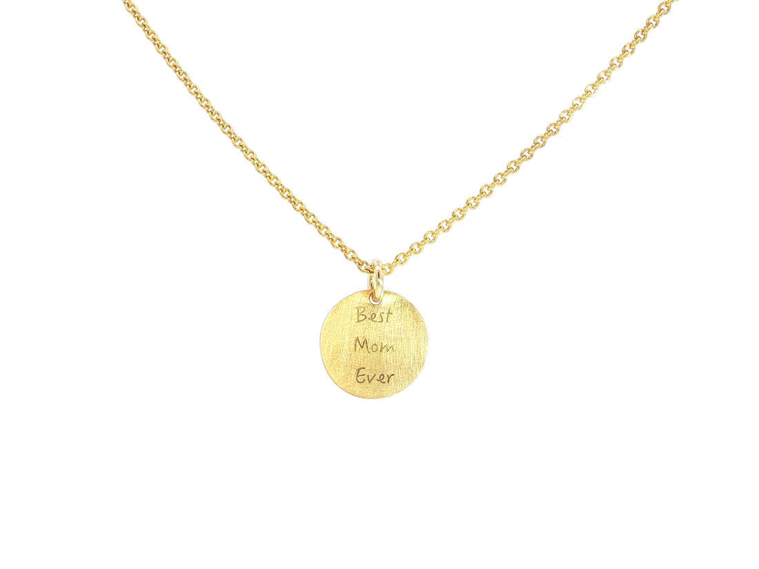 Gravurkette „Best Mom ever“ – 18kt Gelbgold