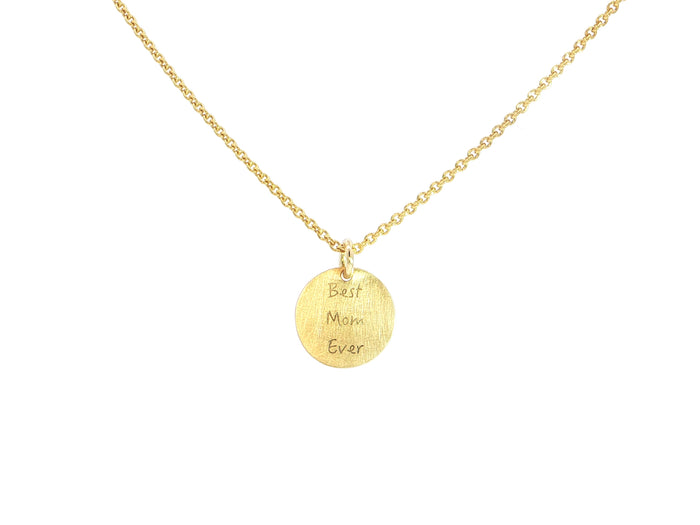 Gravurkette „Best Mom ever“ – 18kt Gelbgold