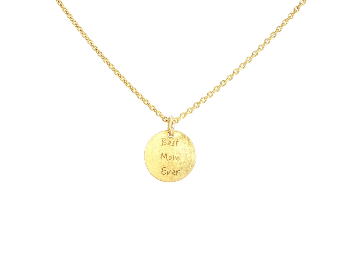 Gravurkette „Best Mom ever“ – 18kt Gelbgold