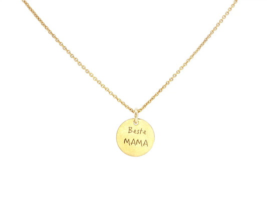 Gravurkette „Beste MAMA“ – 18kt Gelbgold