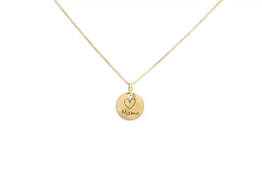 Filigrane Gravurkette „♡Mama“ – 18kt Gelbgold