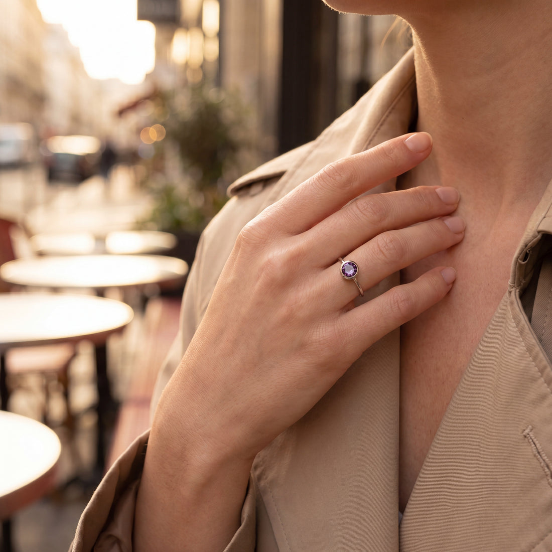Sola · Amethyst · 750er Palladium-Weißgold