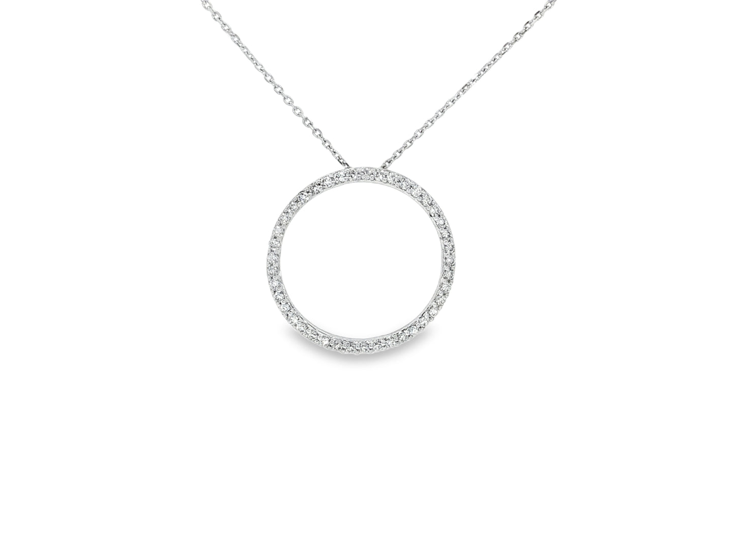 Kreis des Lichts – Anhänger-Kette aus 18kt Weißgold mit Brillanten