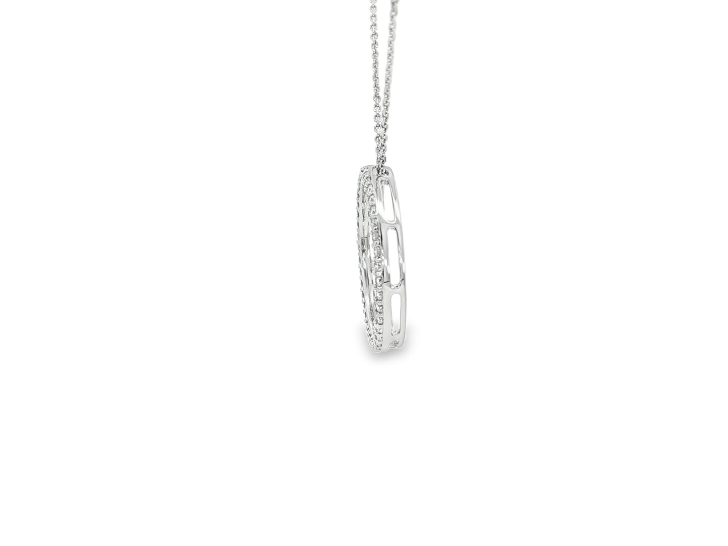 Kreis des Lichts – Anhänger-Kette aus 18kt Weißgold mit Brillanten
