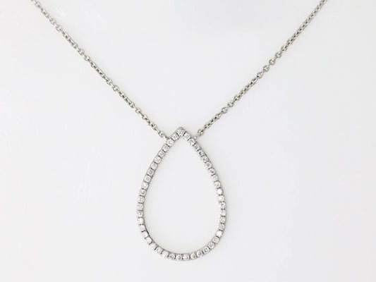 Diamant-Collier aus 18kt Weißgold mit Tropfenanhänger – 45 Brillanten