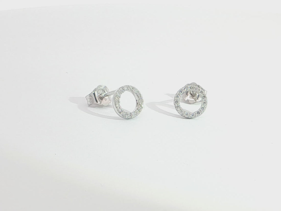 Diamant-Ohrstecker aus 18kt Weißgold im Kreisdesign – 32 Brillanten