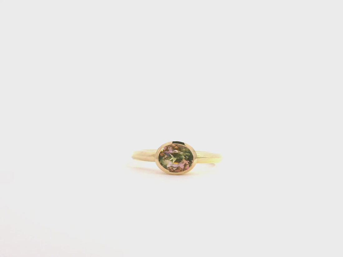 Unikatring mit zweifarbigem Turmalin – 18kt Gelbgold
