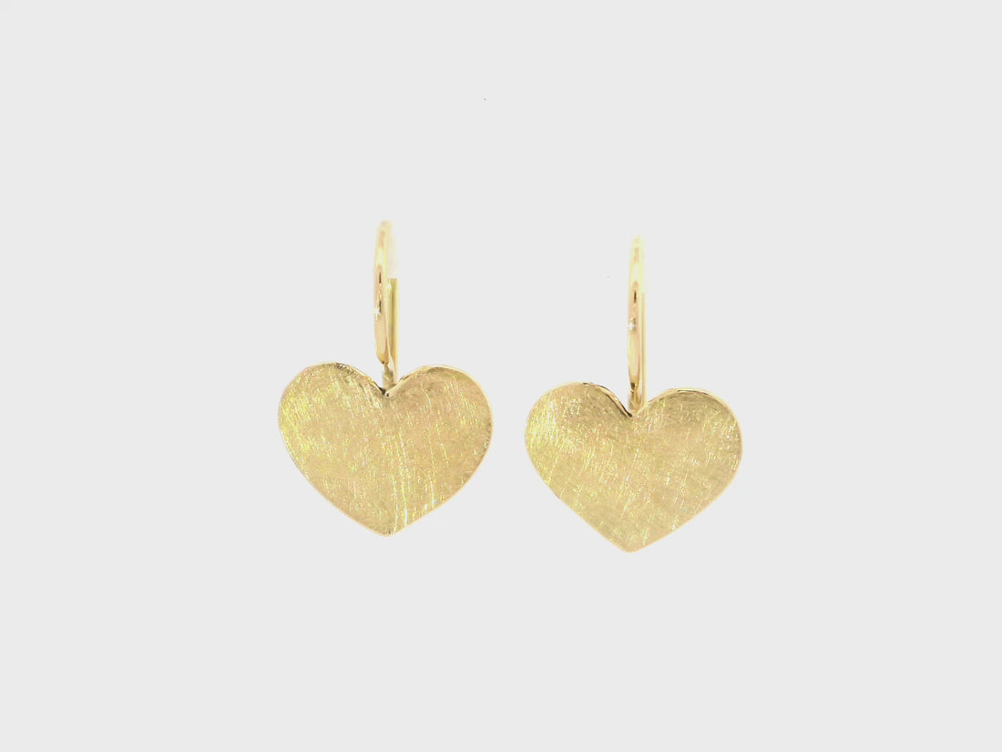 Ohrhänger aus 18kt Gelbgold mit Eismatt-Herz