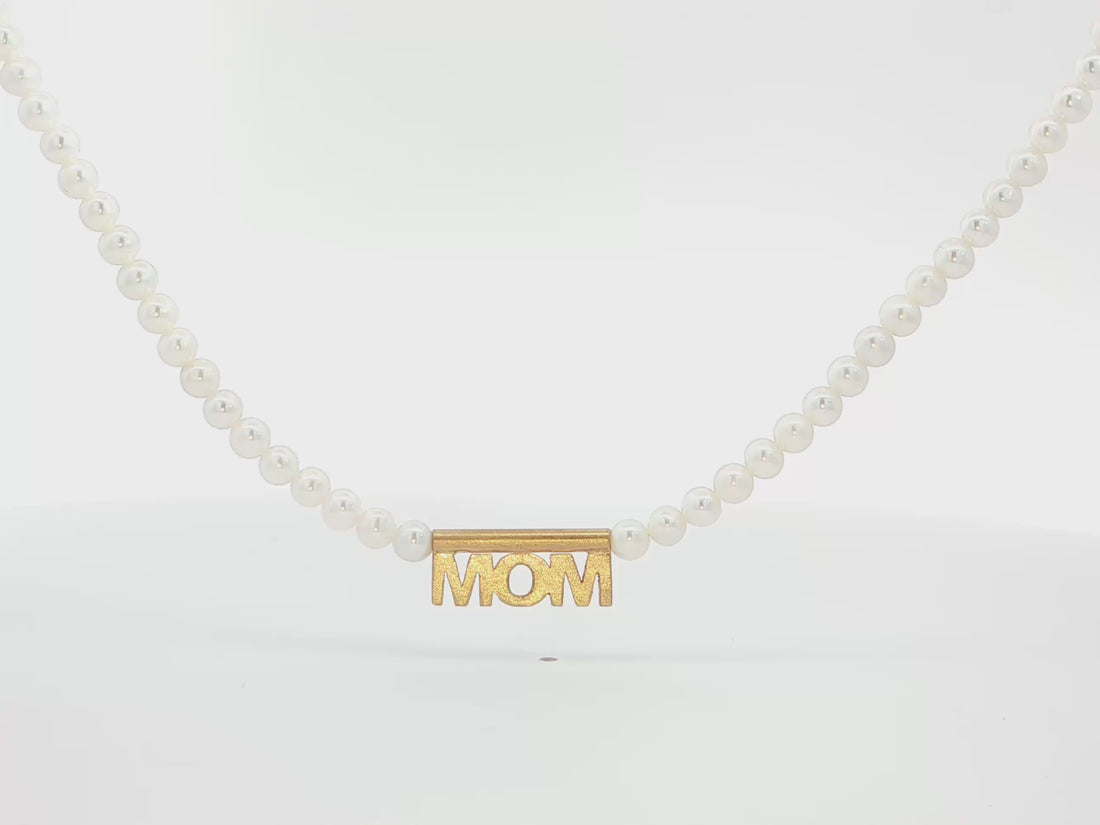 Feine Perlenkette im Mom Design - 18kt Gelbgold