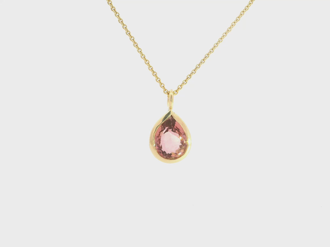 Anhänger mit lachsfarbenem Turmalin – 18kt Gelbgold